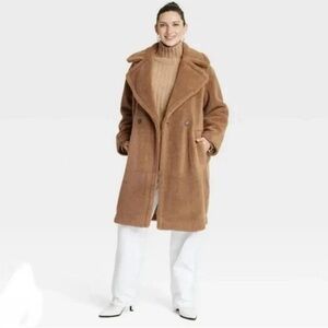 Women's Faux Shearling Teddy Coat - Universal Thread Color Brown XL